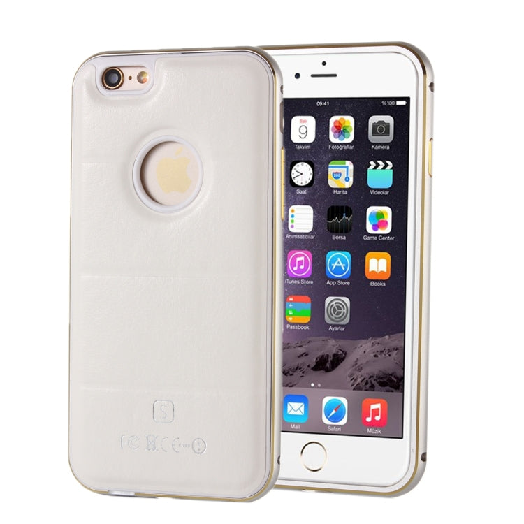 For iPhone 6 Plus & 6s Plus Separable Leather Case Back Shell Cover(White)