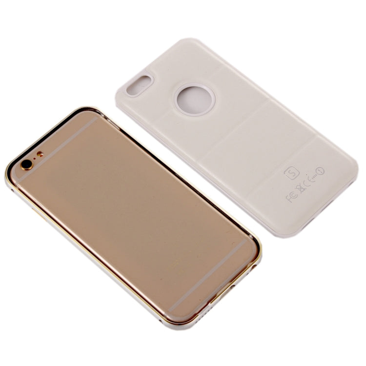 For iPhone 6 Plus & 6s Plus Separable Leather Case Back Shell Cover(White)