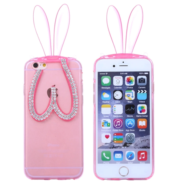 3D Folding Diamond-Encrusted Rabbit Ear Pattern TPU Protective Case for iPhone 6 Plus & 6S Plus