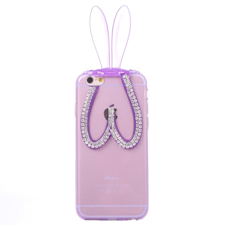 3D Folding Diamond-Encrusted Rabbit Ear Pattern TPU Protective Case for iPhone 6 Plus & 6S Plus