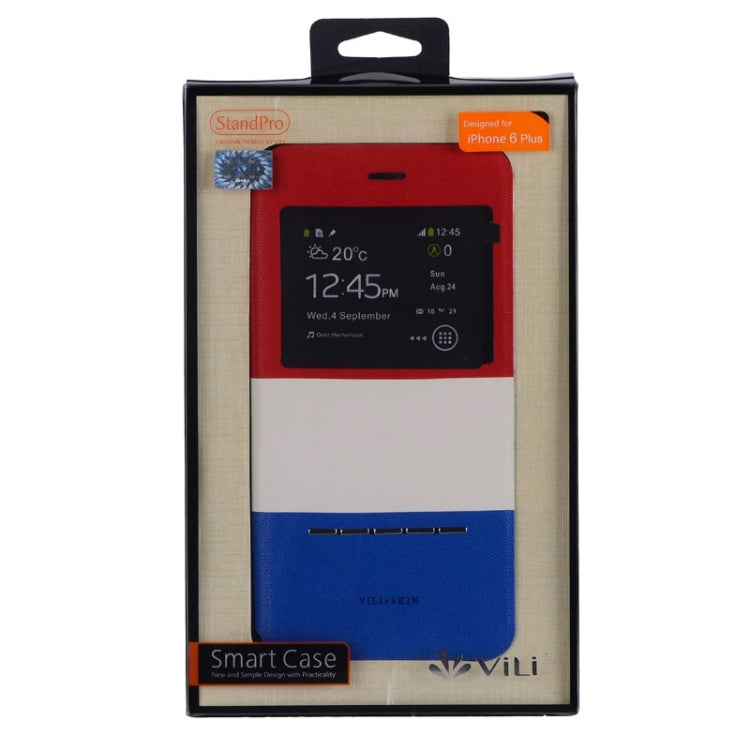 Color Matching Style Leather Case with Call ID Display for iPhone 6 Plus & 6S Plus