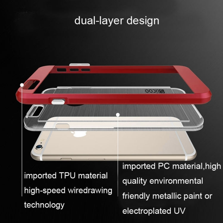 Slicoo Brushed Texture Electroplating Transparent Combination Case for iPhone 6 Plus & 6S Plus