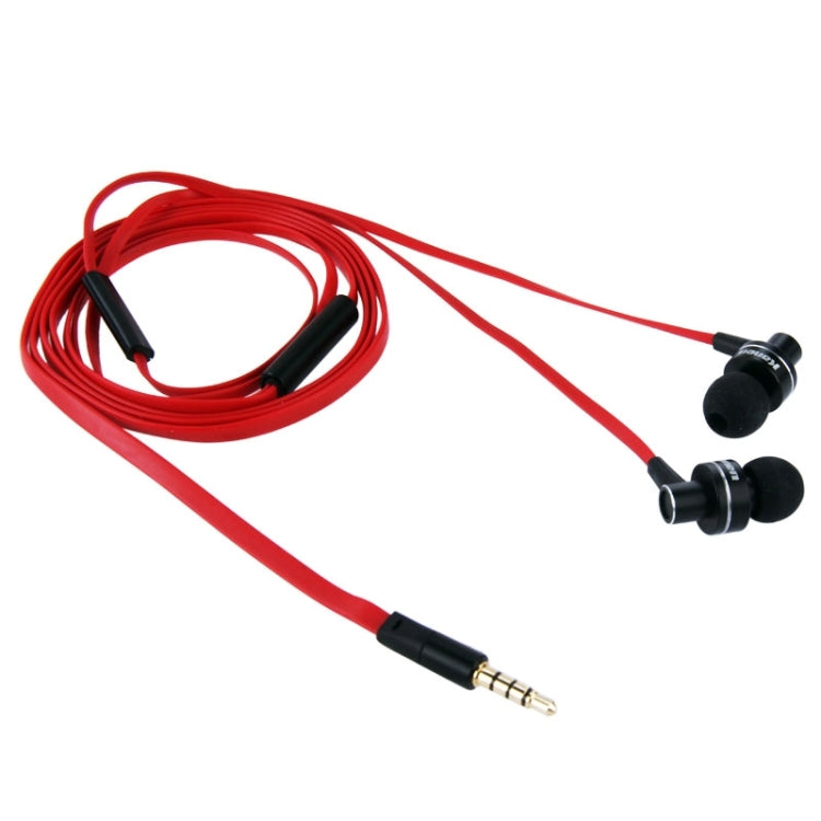 Kanen iP-808 3.5mm Plug Noodle Wire Style In-ear Stereo Earphone with Microphone for iPhone 6 & 6 Plus, iPhone 5 & 5S & 5C, Galaxy, Other Phones(Red)