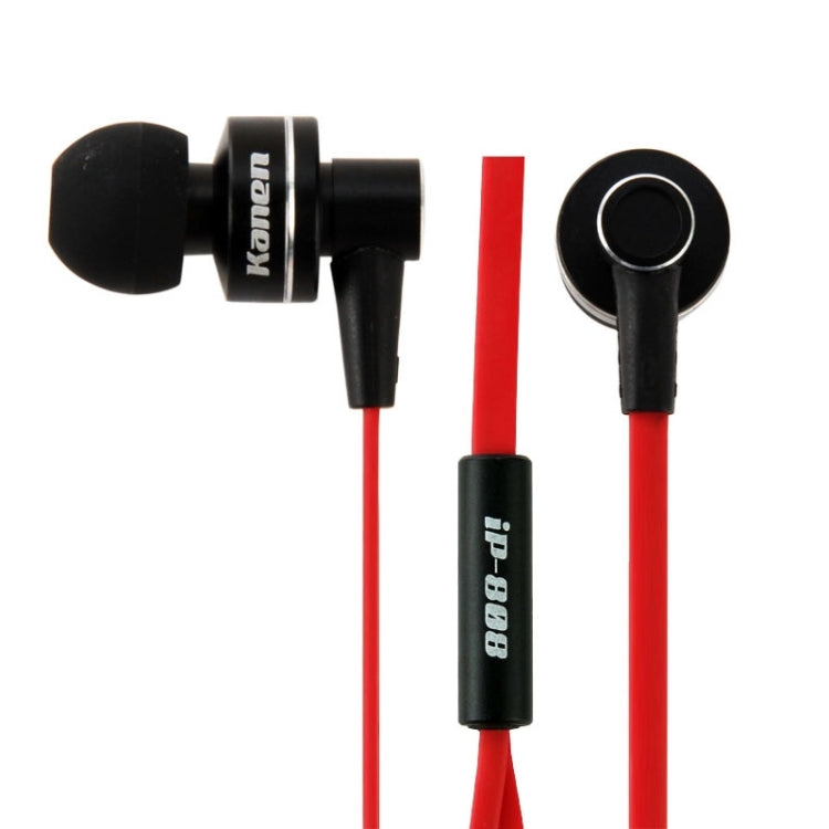 Kanen iP-808 3.5mm Plug Noodle Wire Style In-ear Stereo Earphone with Microphone for iPhone 6 & 6 Plus, iPhone 5 & 5S & 5C, Galaxy, Other Phones(Red)