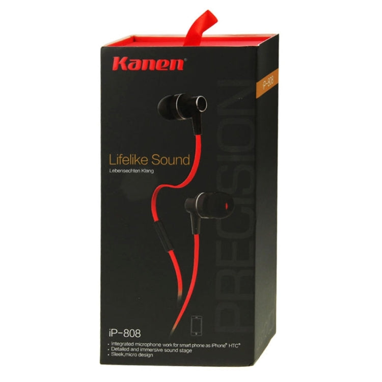 Kanen iP-808 3.5mm Plug Noodle Wire Style In-ear Stereo Earphone with Microphone for iPhone 6 & 6 Plus, iPhone 5 & 5S & 5C, Galaxy, Other Phones(Red)