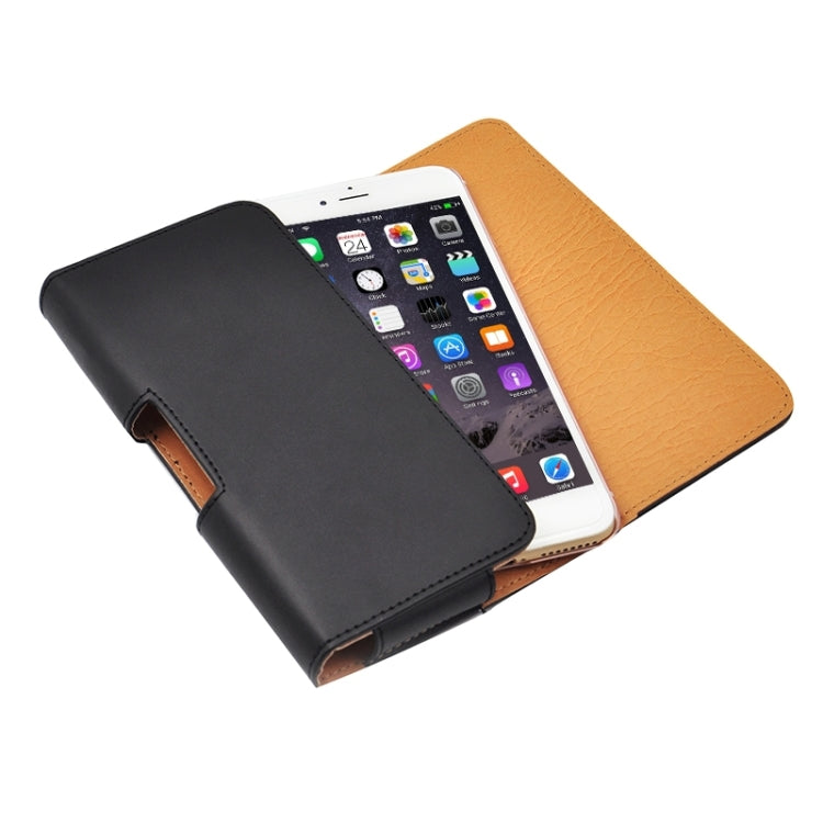Universal Business Style 5.5 inch Plain Weave Horizontal Flip PU Leather Case / Waist Bag with Back Splint for iPhone 6 Plus & 6s Plus, Galaxy S6 Edge & S6 & S5, etc(Black)