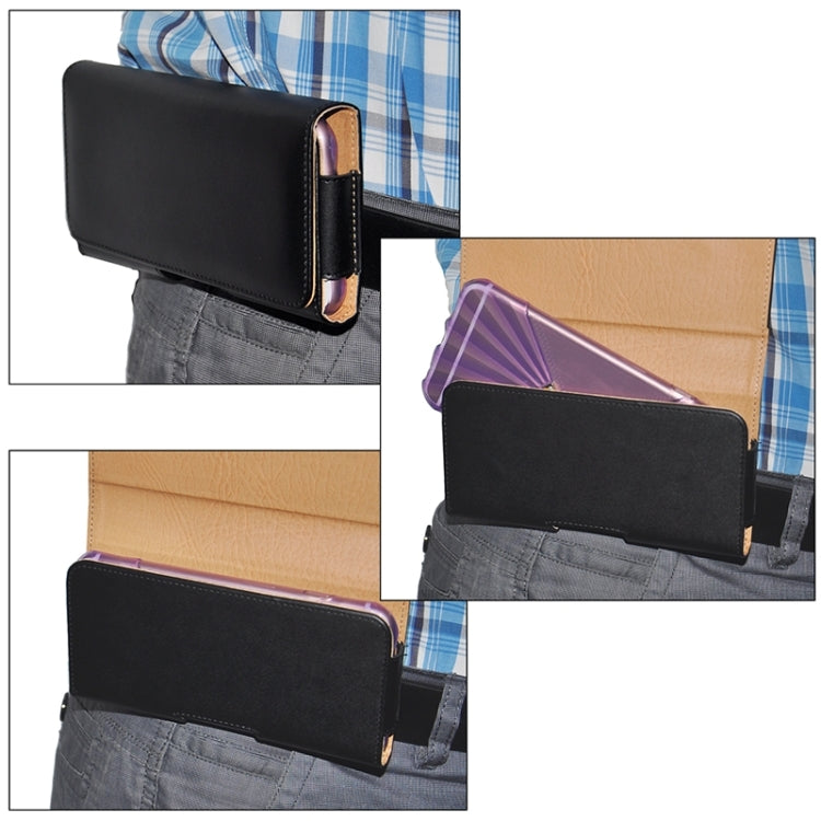 Universal Business Style 5.5 inch Plain Weave Horizontal Flip PU Leather Case / Waist Bag with Back Splint for iPhone 6 Plus & 6s Plus, Galaxy S6 Edge & S6 & S5, etc(Black)