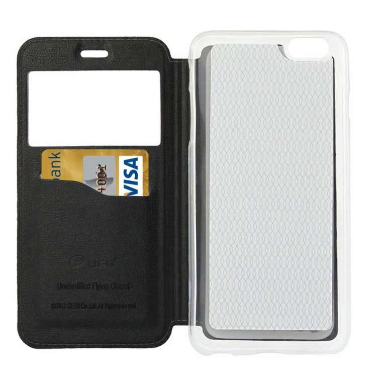 UFO Horizontal Flip Orange Peel TPU PU Leather Case with Call Display & Holder & Card Slot for iPhone 6 Plus & 6S Plus
