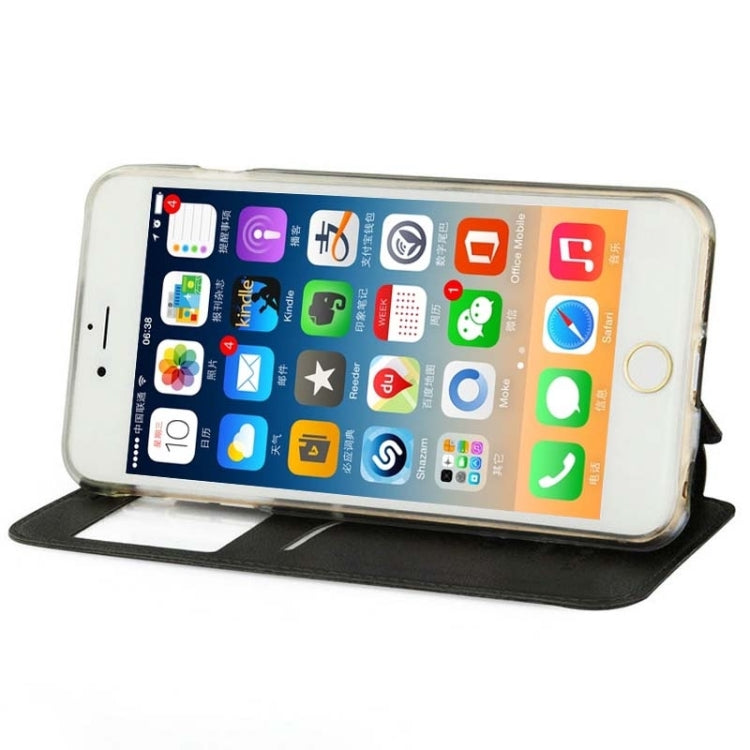 UFO Horizontal Flip Orange Peel TPU PU Leather Case with Call Display & Holder & Card Slot for iPhone 6 Plus & 6S Plus