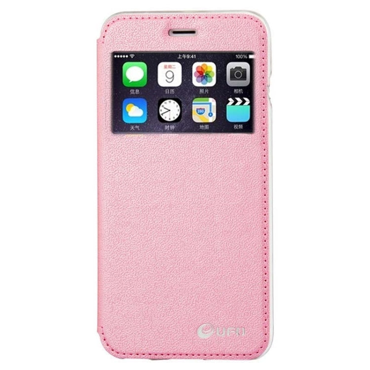 UFO Horizontal Flip Orange Peel TPU PU Leather Case with Call Display & Holder & Card Slot for iPhone 6 Plus & 6S Plus