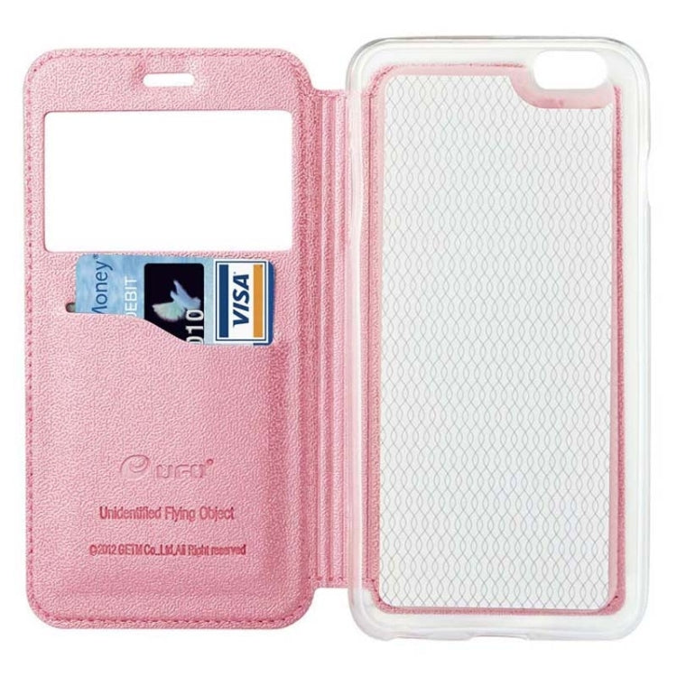 UFO Horizontal Flip Orange Peel TPU PU Leather Case with Call Display & Holder & Card Slot for iPhone 6 Plus & 6S Plus