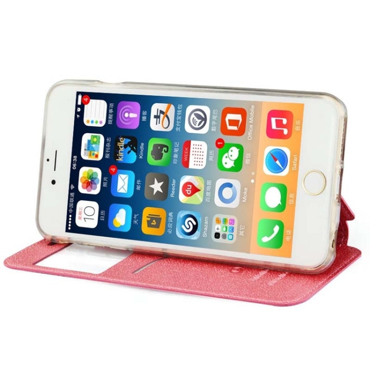 UFO Horizontal Flip Orange Peel TPU PU Leather Case with Call Display & Holder & Card Slot for iPhone 6 Plus & 6S Plus