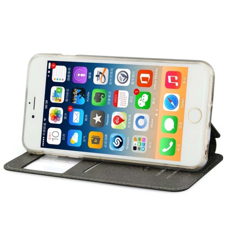 UFO Horizontal Flip Orange Peel TPU PU Leather Case with Call Display & Holder & Card Slot for iPhone 6 Plus & 6S Plus