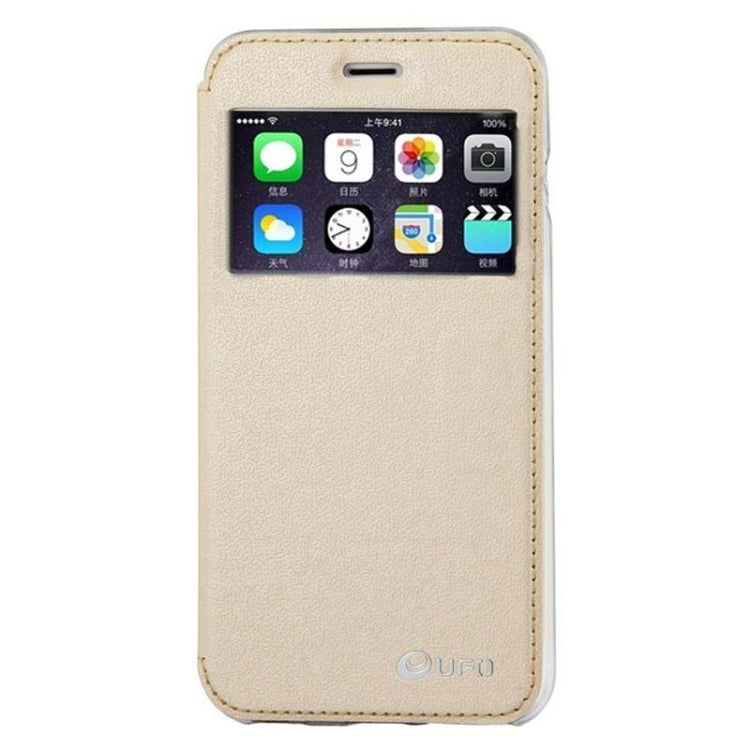 UFO Horizontal Flip Orange Peel TPU PU Leather Case with Call Display & Holder & Card Slot for iPhone 6 Plus & 6S Plus