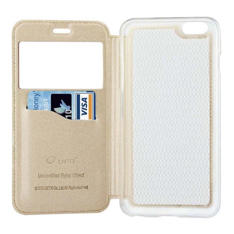 UFO Horizontal Flip Orange Peel TPU PU Leather Case with Call Display & Holder & Card Slot for iPhone 6 Plus & 6S Plus