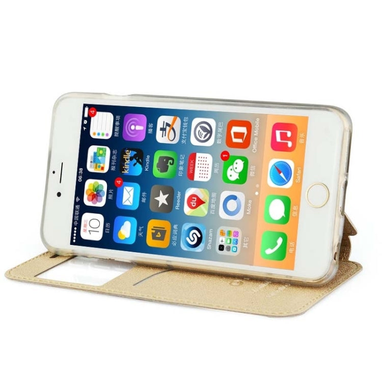 UFO Horizontal Flip Orange Peel TPU PU Leather Case with Call Display & Holder & Card Slot for iPhone 6 Plus & 6S Plus