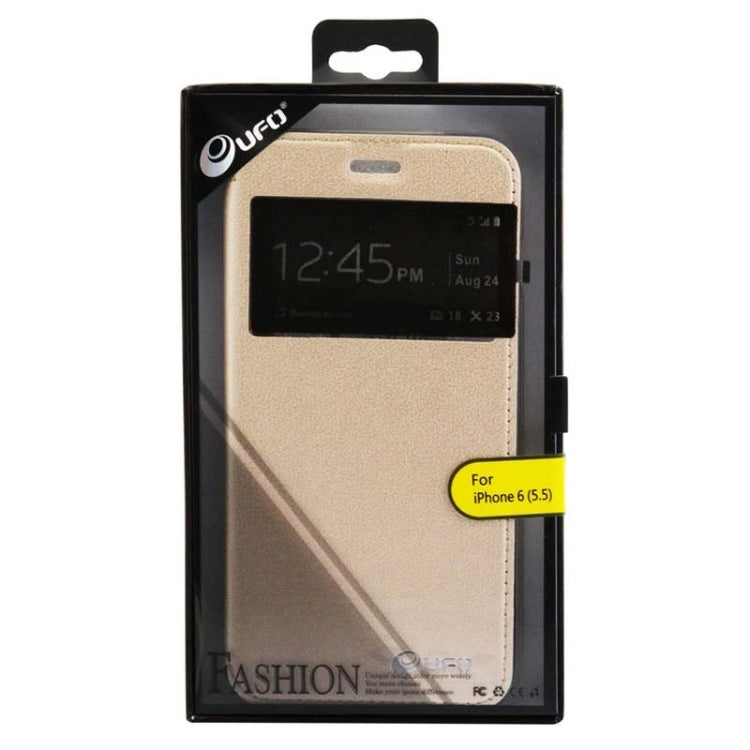 UFO Horizontal Flip Orange Peel TPU PU Leather Case with Call Display & Holder & Card Slot for iPhone 6 Plus & 6S Plus