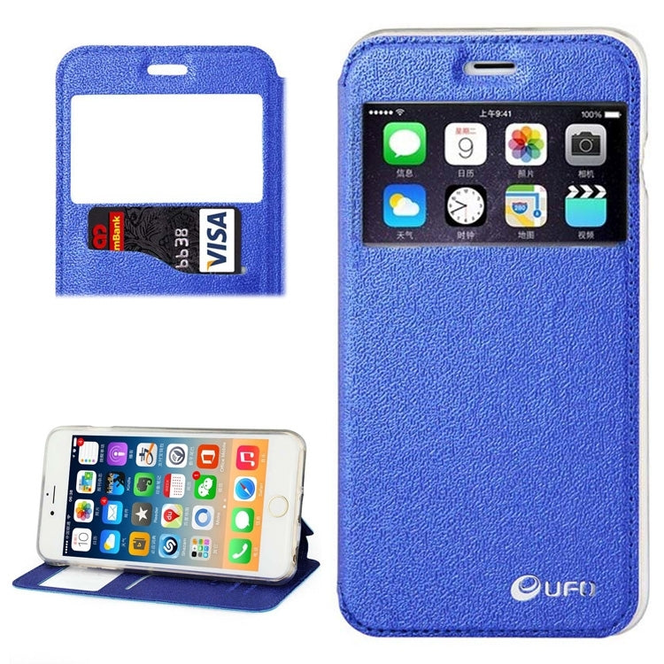 UFO Horizontal Flip Orange Peel TPU PU Leather Case with Call Display & Holder & Card Slot for iPhone 6 Plus & 6S Plus