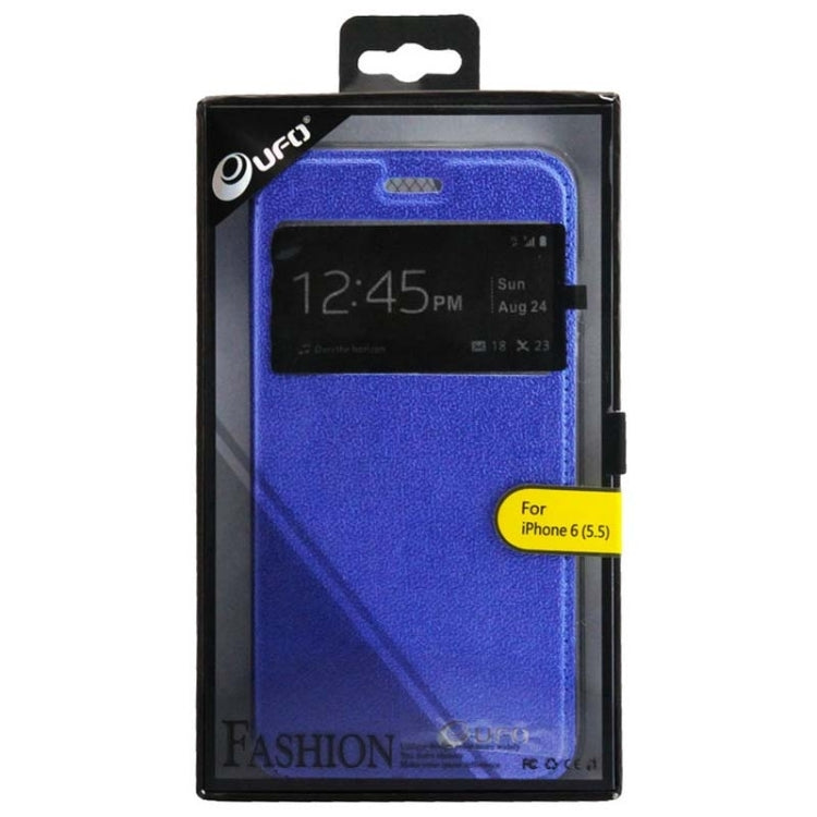 UFO Horizontal Flip Orange Peel TPU PU Leather Case with Call Display & Holder & Card Slot for iPhone 6 Plus & 6S Plus