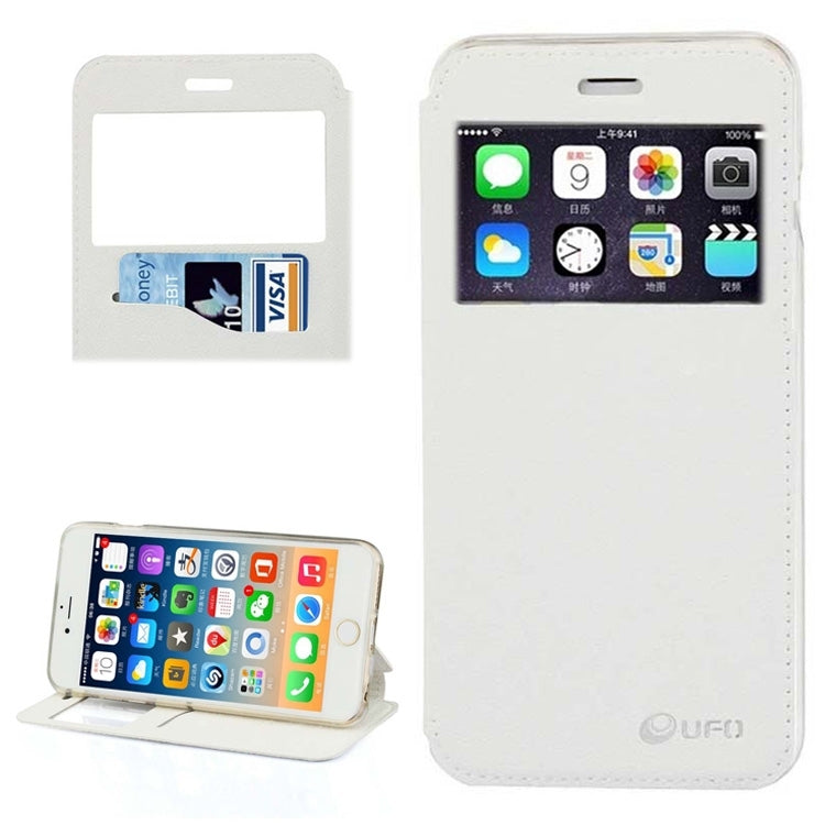 UFO Horizontal Flip Orange Peel TPU PU Leather Case with Call Display & Holder & Card Slot for iPhone 6 Plus & 6S Plus