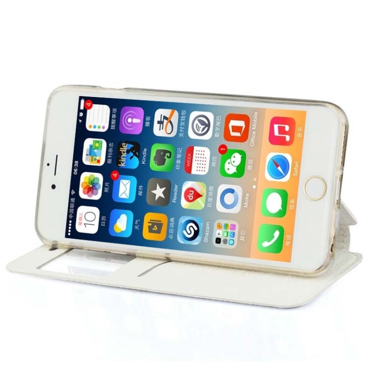 UFO Horizontal Flip Orange Peel TPU PU Leather Case with Call Display & Holder & Card Slot for iPhone 6 Plus & 6S Plus