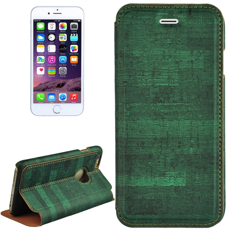 Retro Style Wood Grain Stitching Leather Case with Holder for iPhone 6 & 6s