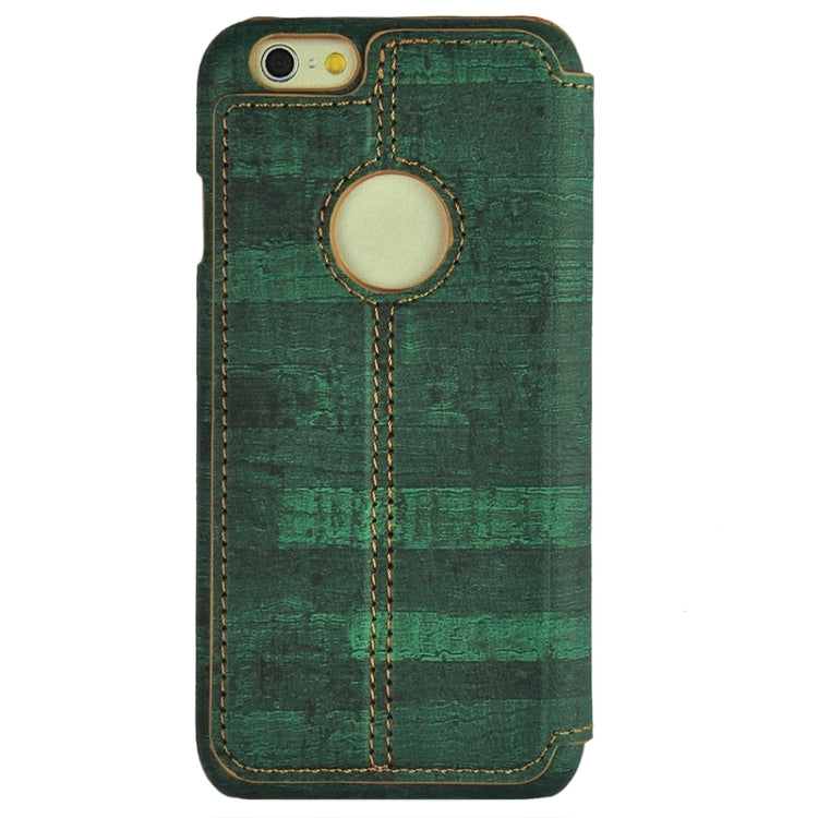 Retro Style Wood Grain Stitching Leather Case with Holder for iPhone 6 & 6s
