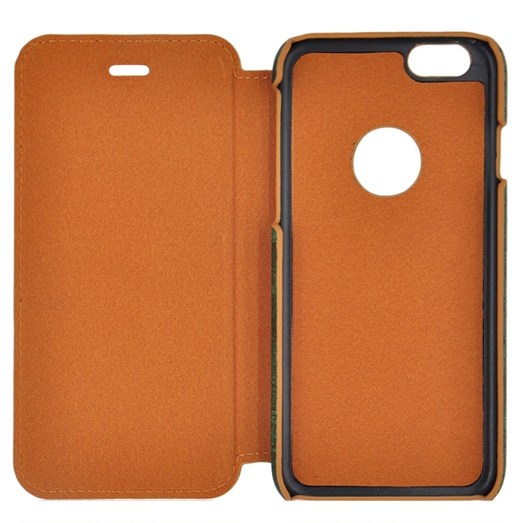 Retro Style Wood Grain Stitching Leather Case with Holder for iPhone 6 & 6s