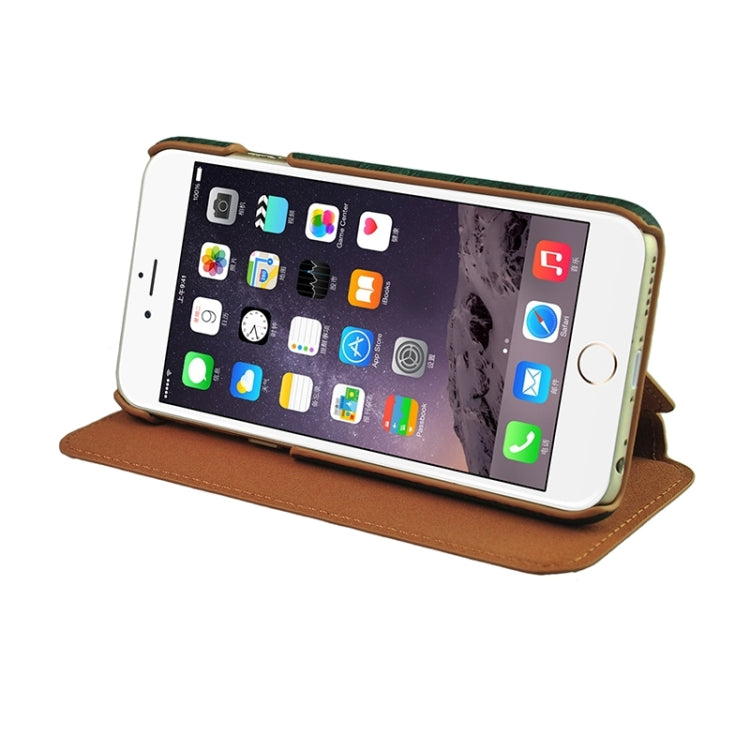 Retro Style Wood Grain Stitching Leather Case with Holder for iPhone 6 & 6s