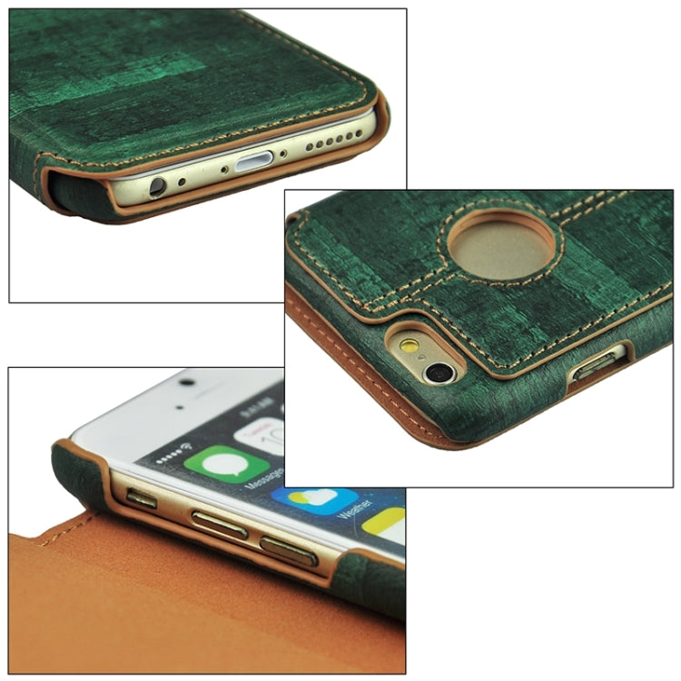 Retro Style Wood Grain Stitching Leather Case with Holder for iPhone 6 & 6s