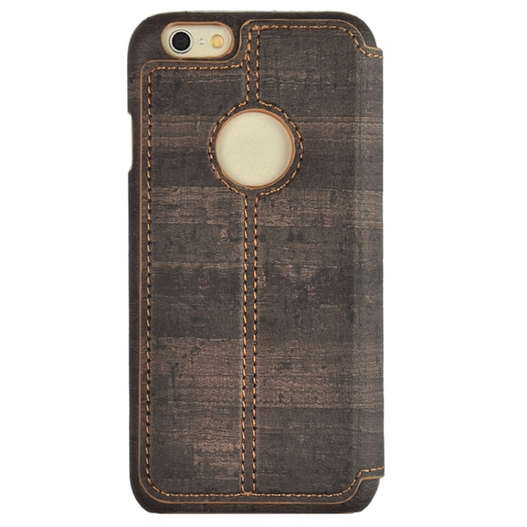 Retro Style Wood Grain Stitching Leather Case with Holder for iPhone 6 & 6s