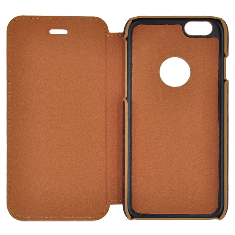 Retro Style Wood Grain Stitching Leather Case with Holder for iPhone 6 & 6s