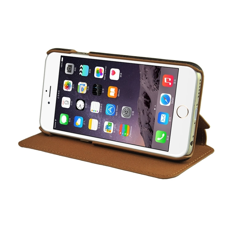 Retro Style Wood Grain Stitching Leather Case with Holder for iPhone 6 & 6s