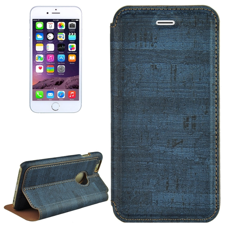 Retro Style Wood Grain Stitching Leather Case with Holder for iPhone 6 & 6s