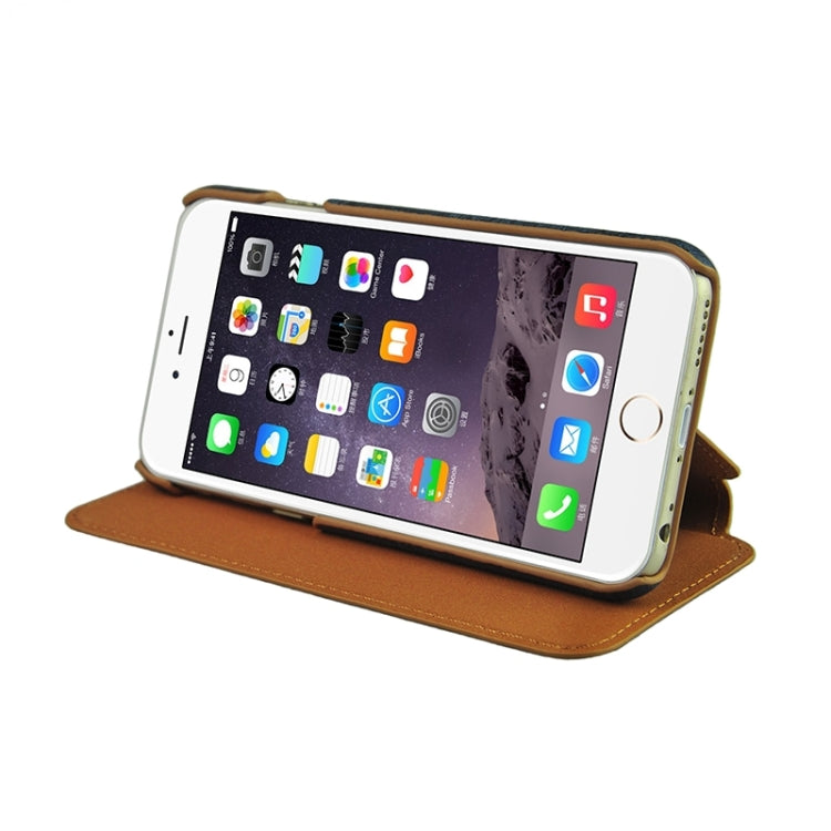 Retro Style Wood Grain Stitching Leather Case with Holder for iPhone 6 & 6s