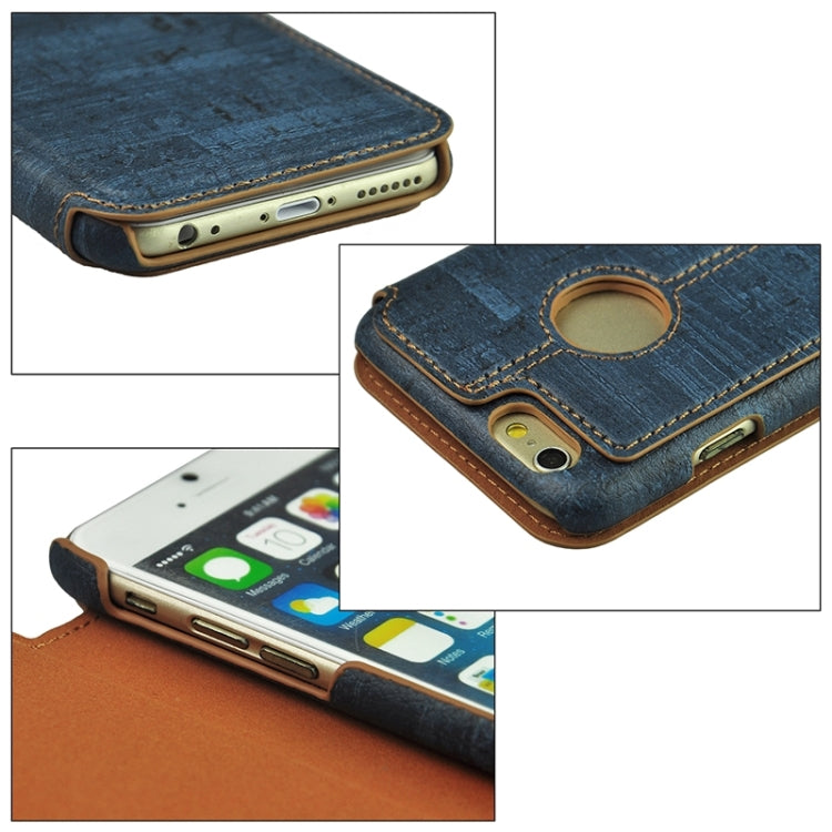 Retro Style Wood Grain Stitching Leather Case with Holder for iPhone 6 & 6s