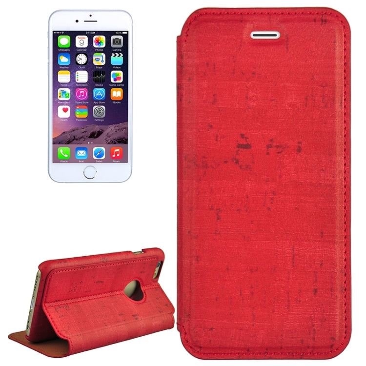 Retro Style Wood Grain Stitching Leather Case with Holder for iPhone 6 & 6s
