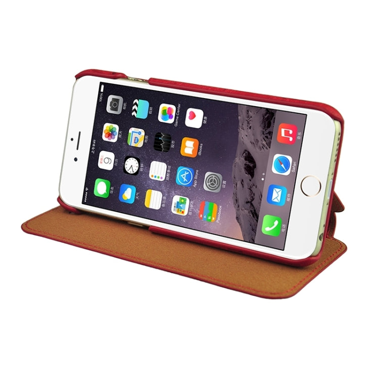 Retro Style Wood Grain Stitching Leather Case with Holder for iPhone 6 & 6s