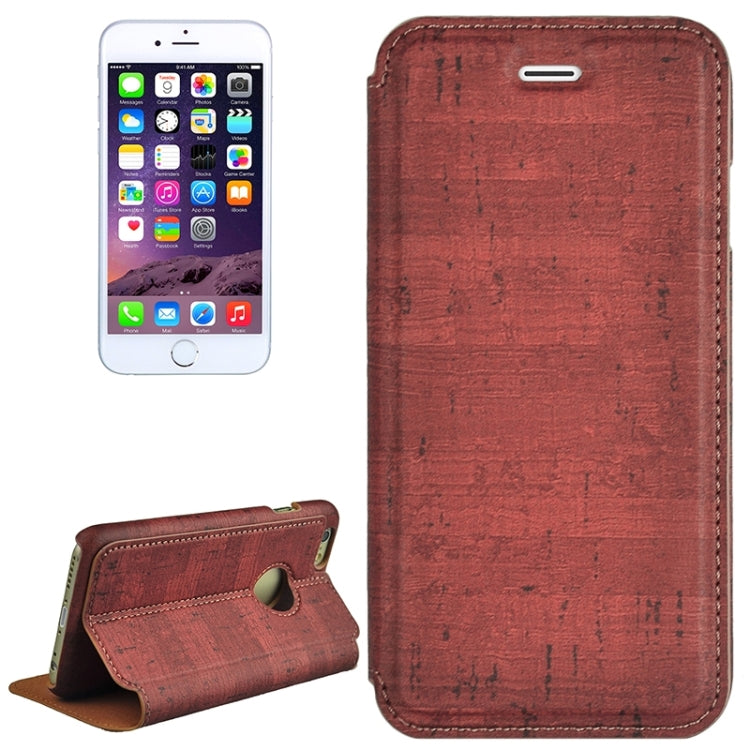 Retro Style Wood Grain Stitching Leather Case with Holder for iPhone 6 & 6s