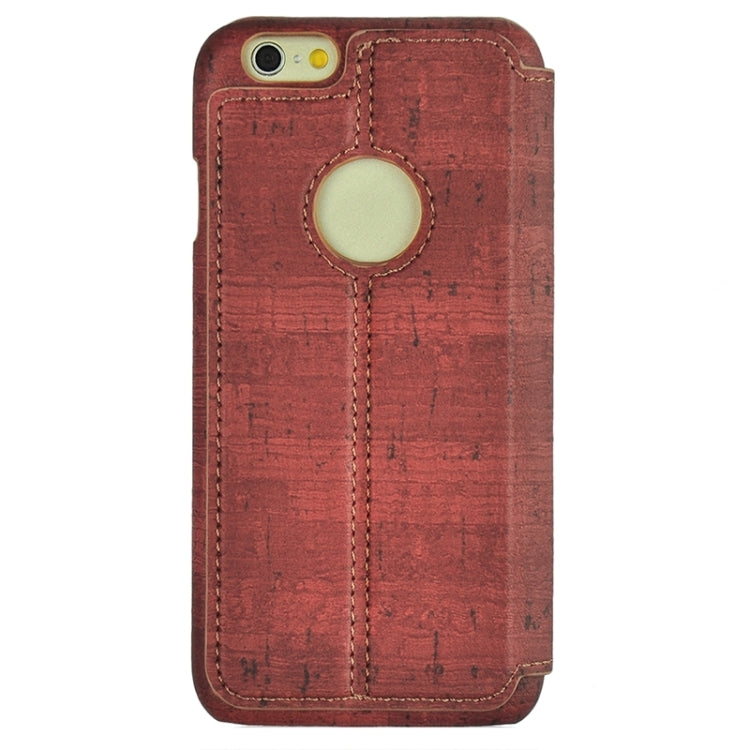 Retro Style Wood Grain Stitching Leather Case with Holder for iPhone 6 & 6s