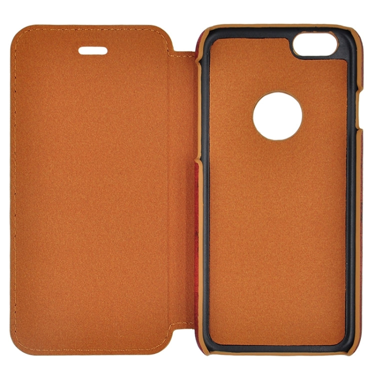 Retro Style Wood Grain Stitching Leather Case with Holder for iPhone 6 & 6s
