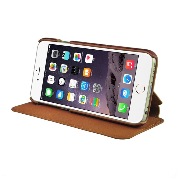 Retro Style Wood Grain Stitching Leather Case with Holder for iPhone 6 & 6s