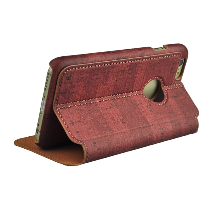 Retro Style Wood Grain Stitching Leather Case with Holder for iPhone 6 & 6s