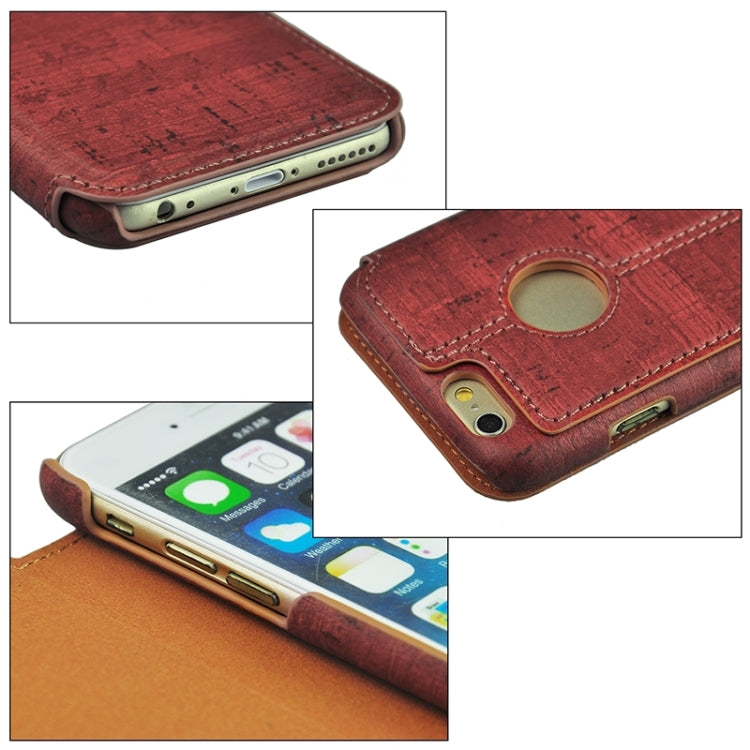 Retro Style Wood Grain Stitching Leather Case with Holder for iPhone 6 & 6s