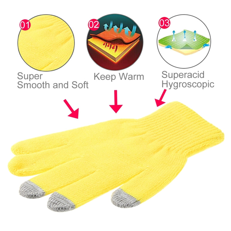 Three Fingers Touch Screen Winter Warm Touch Gloves, Size: 21*13cm, For iPhone, Galaxy, Huawei, Xiaomi, HTC, Sony, LG and other Touch Screen Devices(Yellow)