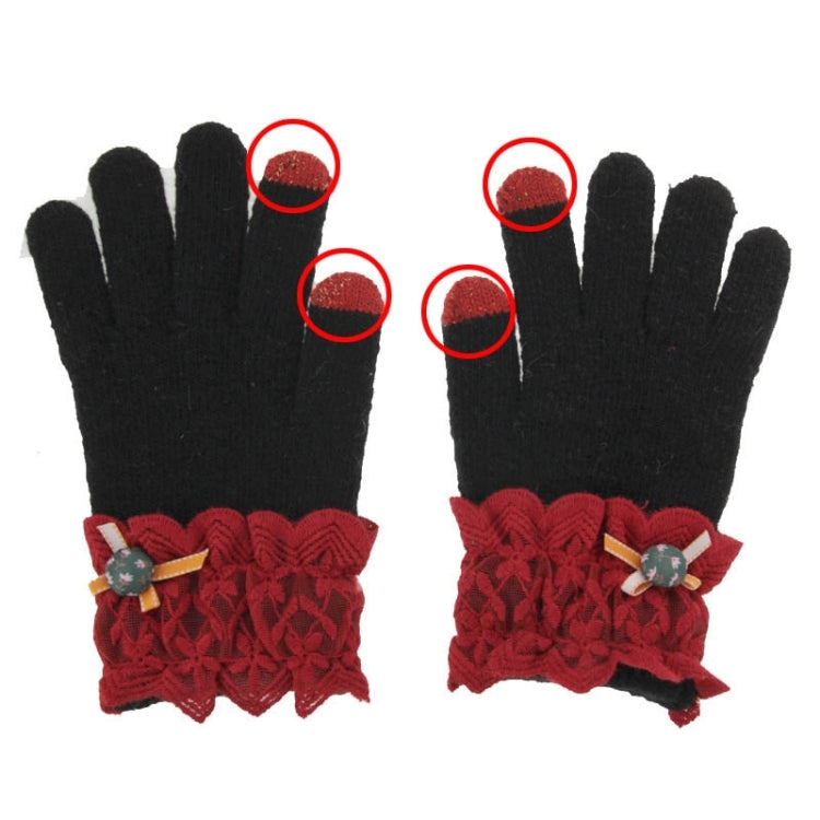 Fashionable Bowknot and Button Style 2-finger Capacitive Touch Gloves for Women, For iPhone, Galaxy, Huawei, Xiaomi, LG, HTC and Other Smart Phones