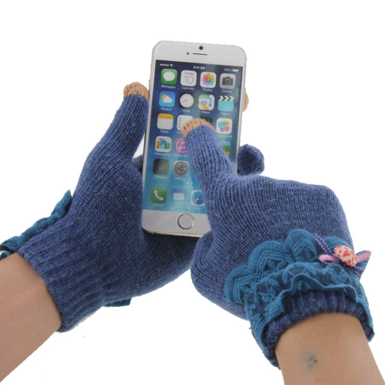 Fashionable Bowknot and Button Style 2-finger Capacitive Touch Gloves for Women, For iPhone, Galaxy, Huawei, Xiaomi, LG, HTC and Other Smart Phones