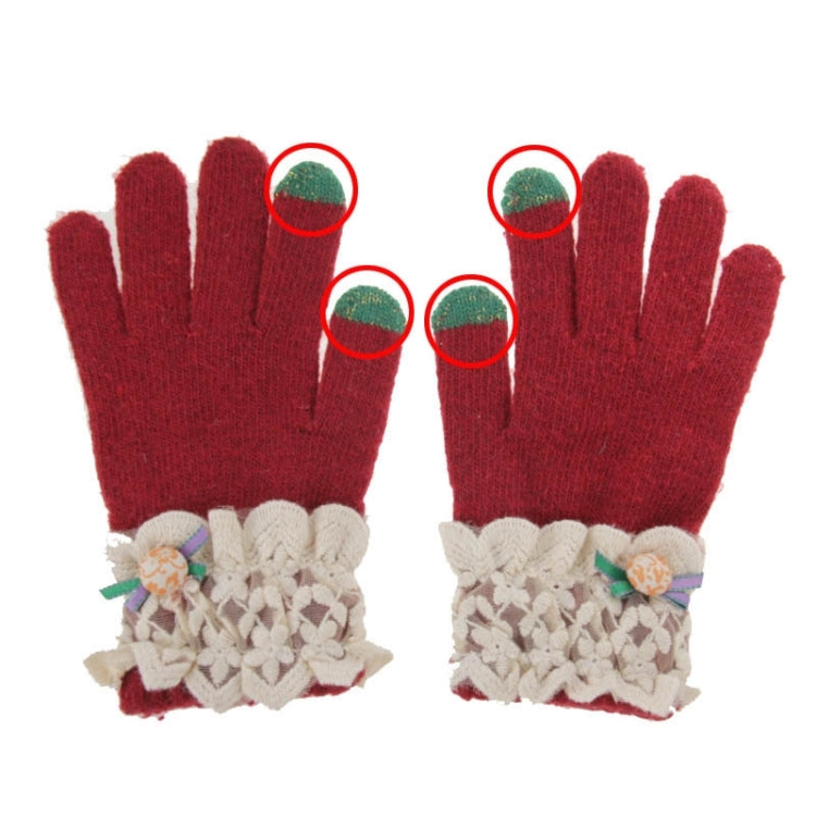 Fashionable Bowknot and Button Style 2-finger Capacitive Touch Gloves for Women, For iPhone, Galaxy, Huawei, Xiaomi, LG, HTC and Other Smart Phones