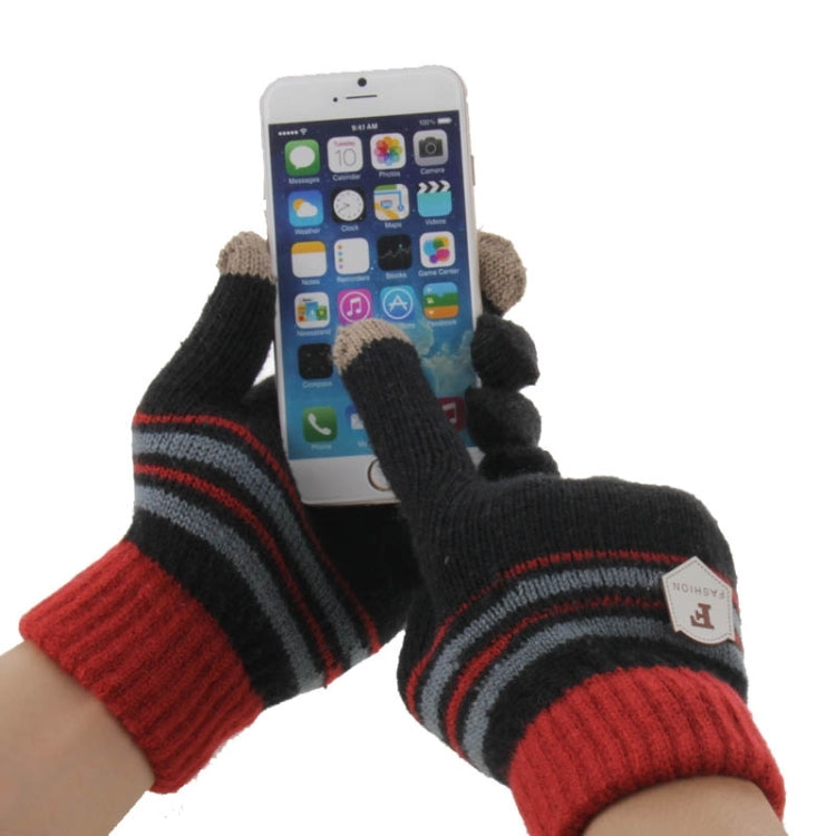 Fashionable Stripe Style 2-finger Capacitive Touch Gloves for Men