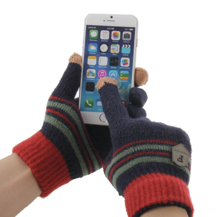 Fashionable Stripe Style 2-finger Capacitive Touch Gloves for Men